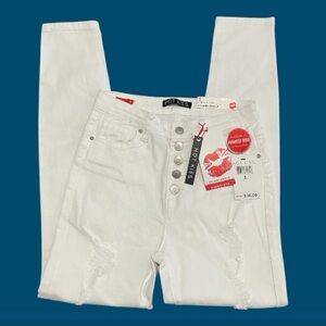 NWT Hot Kiss white distressed skinny jeans size juniors 5